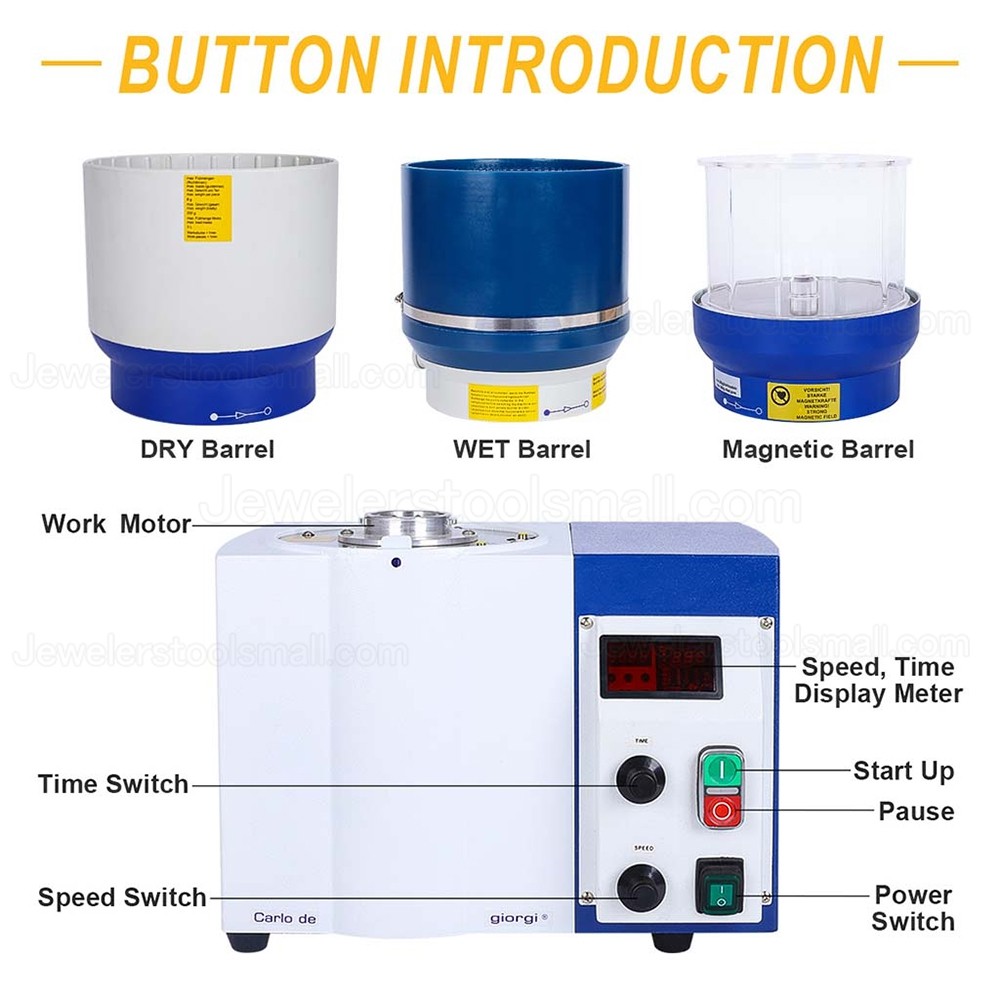 3 In 1 Benchtop Rotary Magnetic Vibratory Tumbler Wet & Dry Polisher Jewelry Polishing Machine